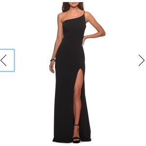 La Femme One-Shoulder Gown with Skirt Slit